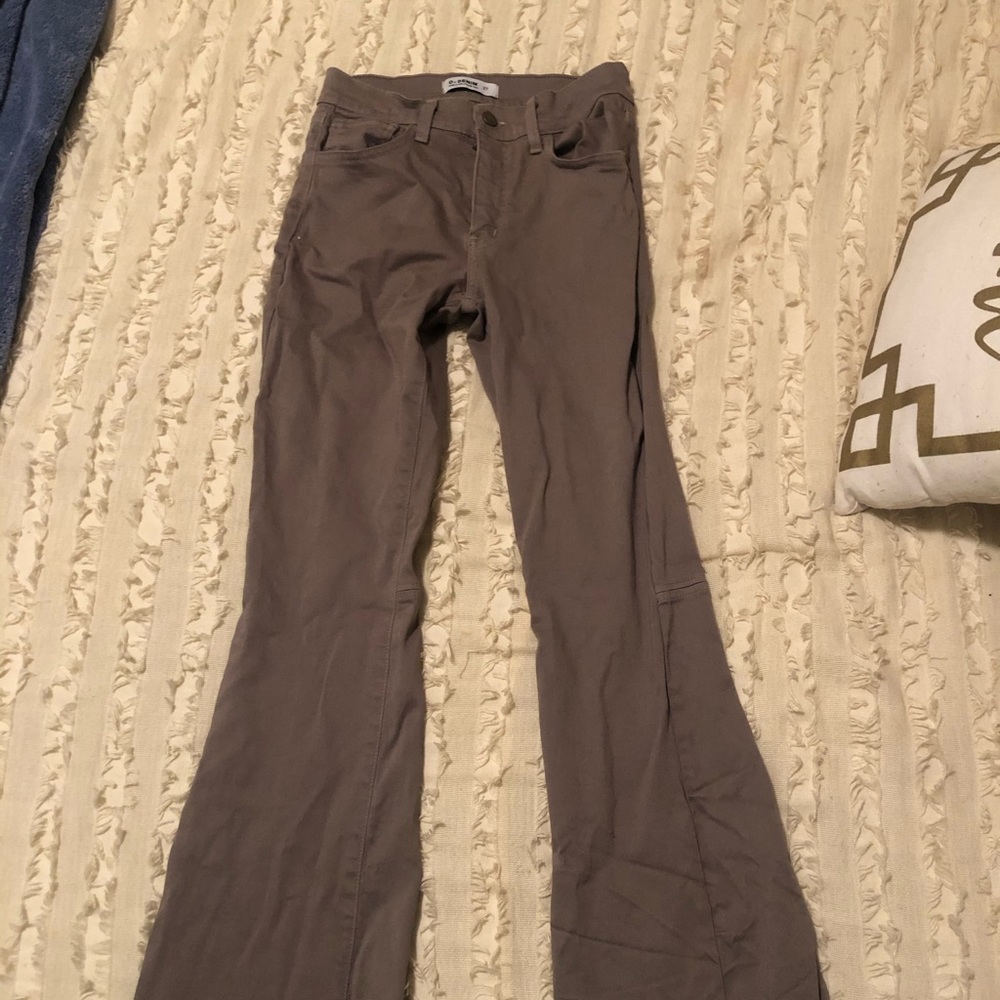 Women’s tan/khaki flare jeans